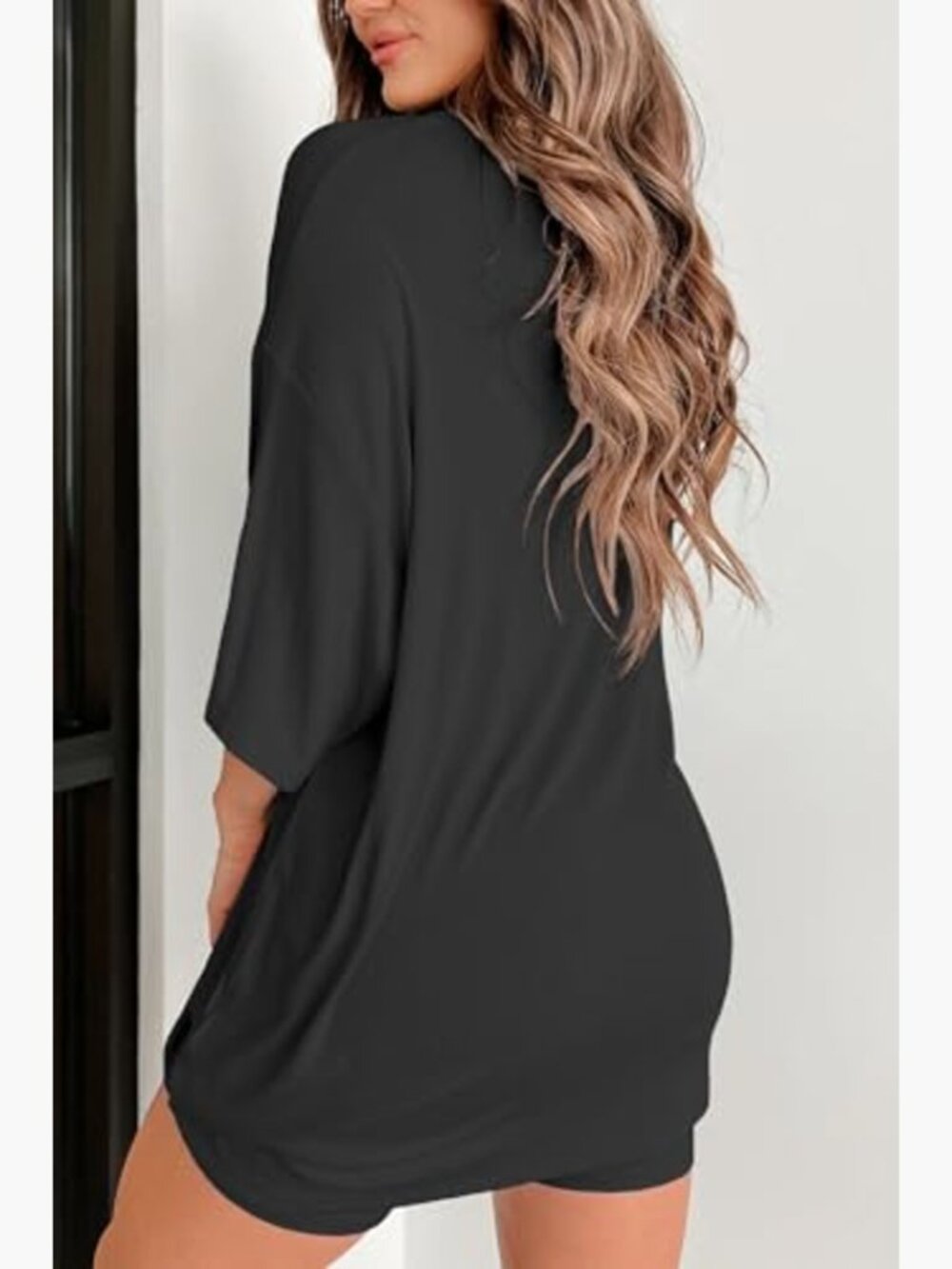 Women's 2 Piece Lounge Set Rayon Spandex Short Sleeve Tee & Biker Shorts